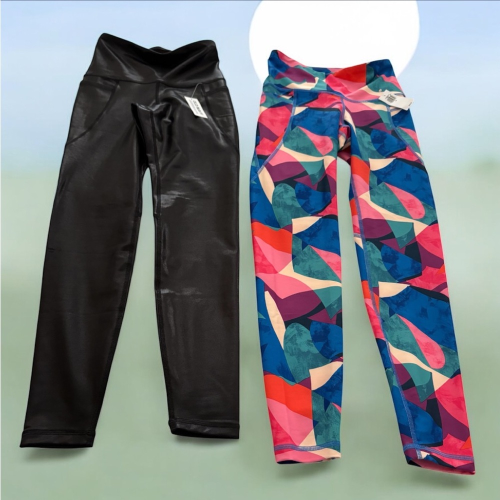 Old Navy Black and Multicolor Leggings Set Of 2